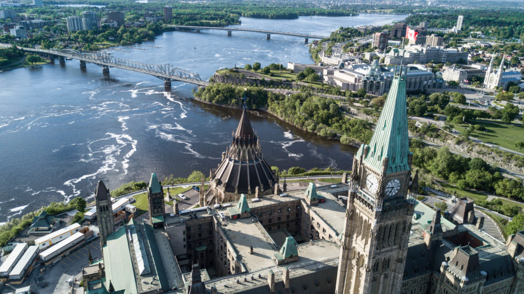 Vue aérienne sur le Parlement